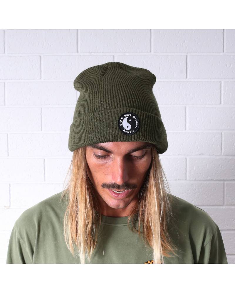 T&C Surf OG Patch Beanie - Military on model