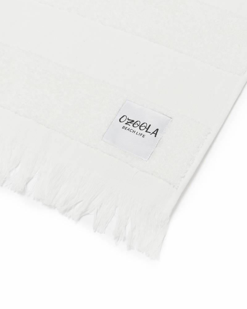 OZoola Pool To Beach Towel - White Wash tassel hem