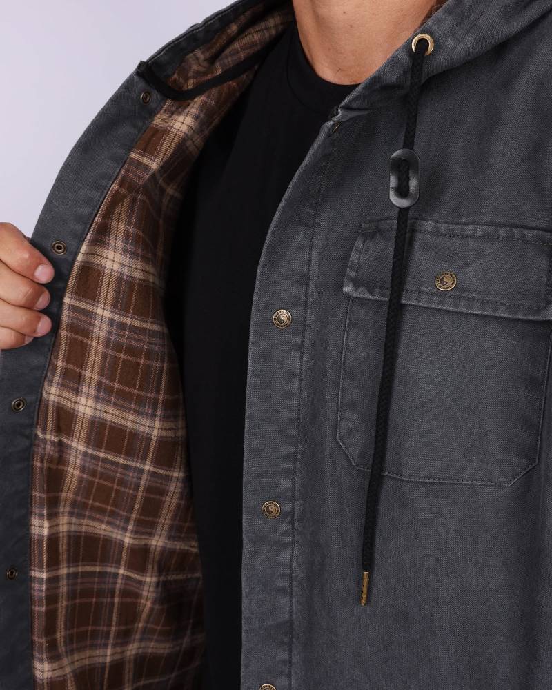 Kauai Hooded Canvas Jacket - Charcoal
