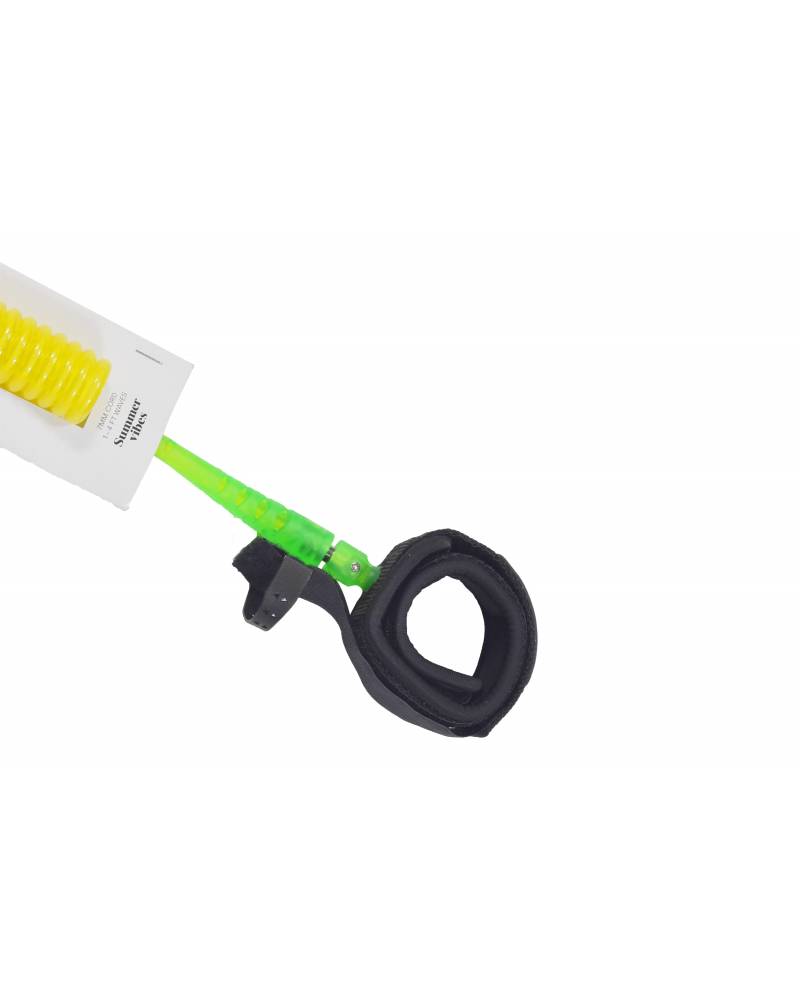 Summer vibes Session Bodyboard Bicep Coil Leash - Green Fluro - Summer vibes