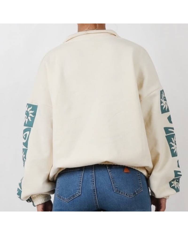 Retro Sun Half Zip Fleece - Snow