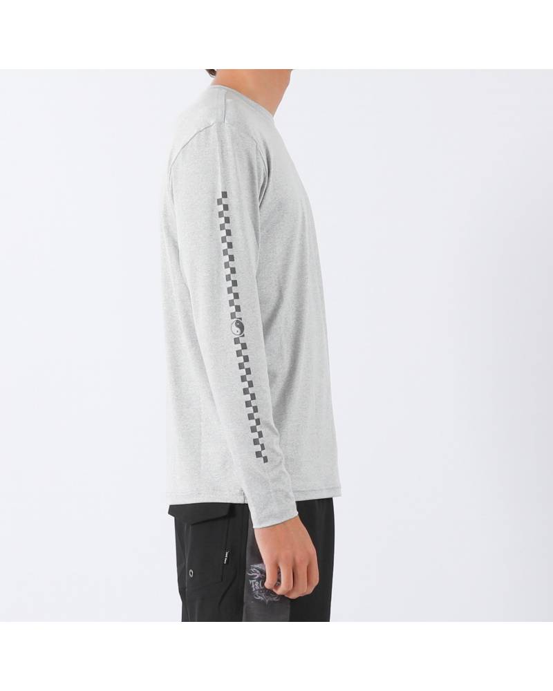 Checker L/S Surf Tee UPF 50+ - Lt Grey Heather