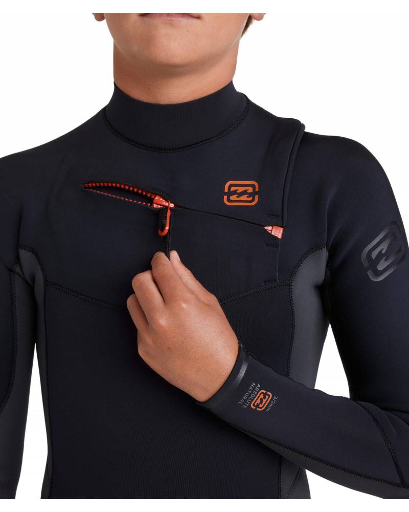 Boys 6-16 3/2mm Absolute Natural Chest Zip Steamer Wetsuit