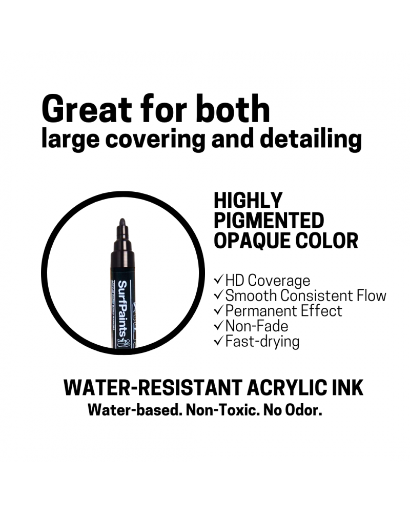 Fluro Acrylic Paint Pens - 4mm Durable Bullet Nibs for All Surfaces – Premium Japanese Quality