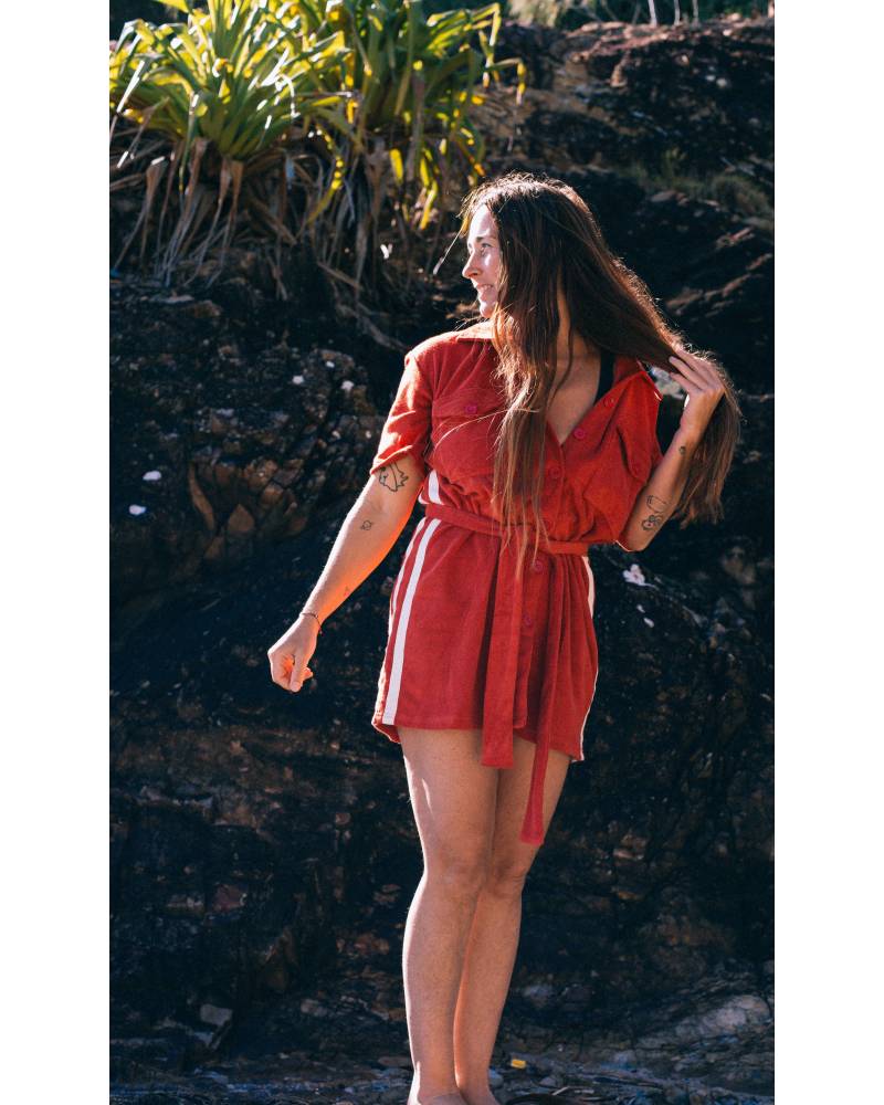 Model in Après Surf Dress outdoors