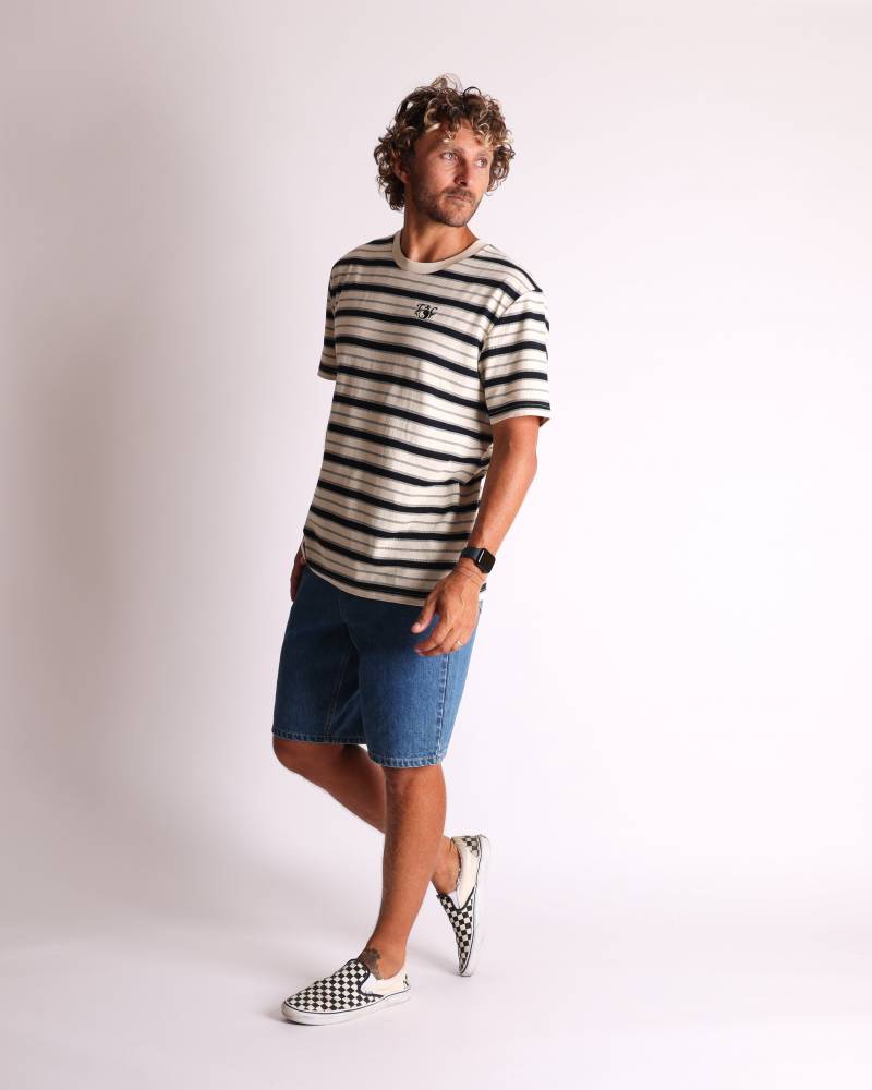 Bone/Black striped tee side