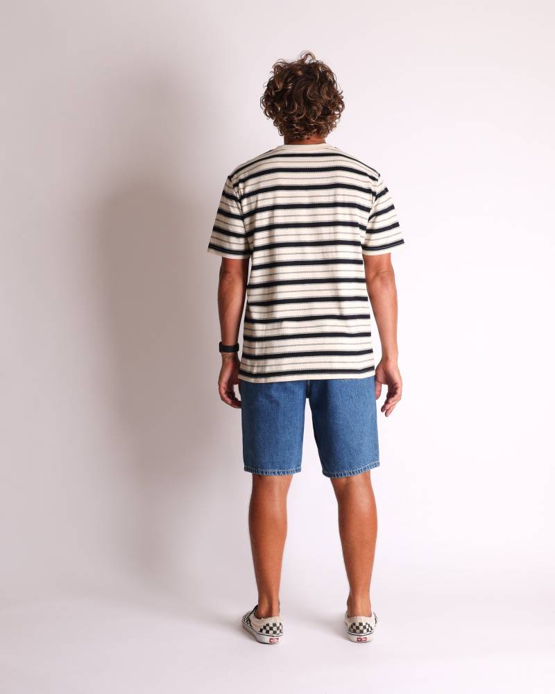 Bone/Black striped tee back
