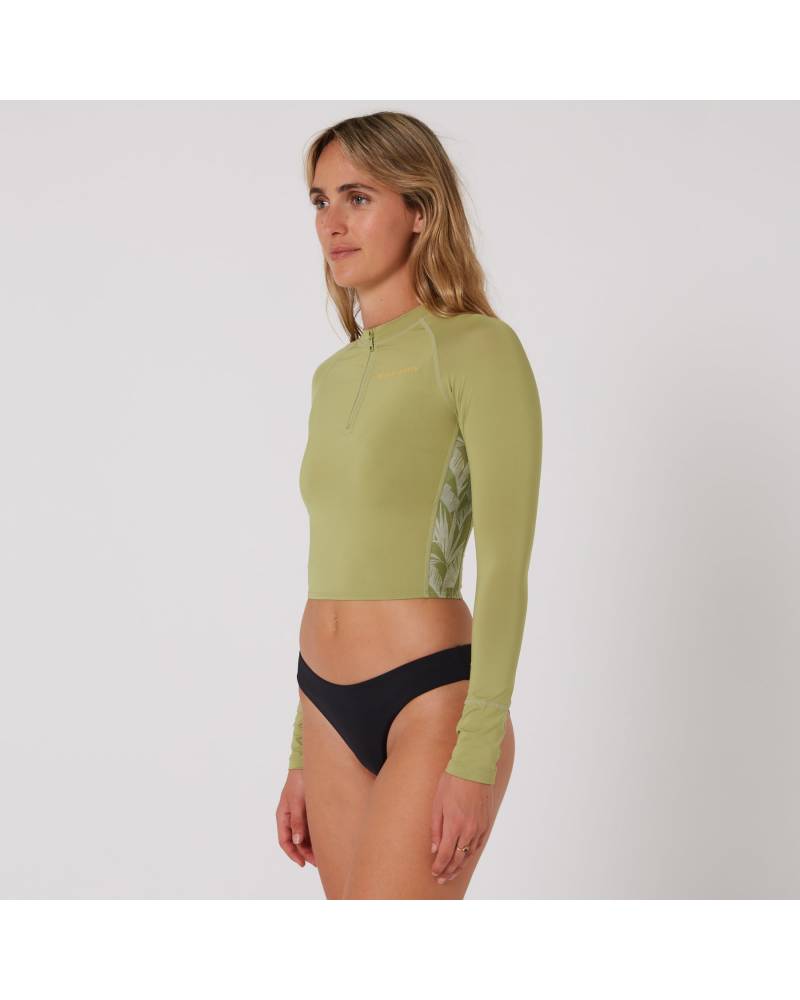 Olive long sleeve crop vest