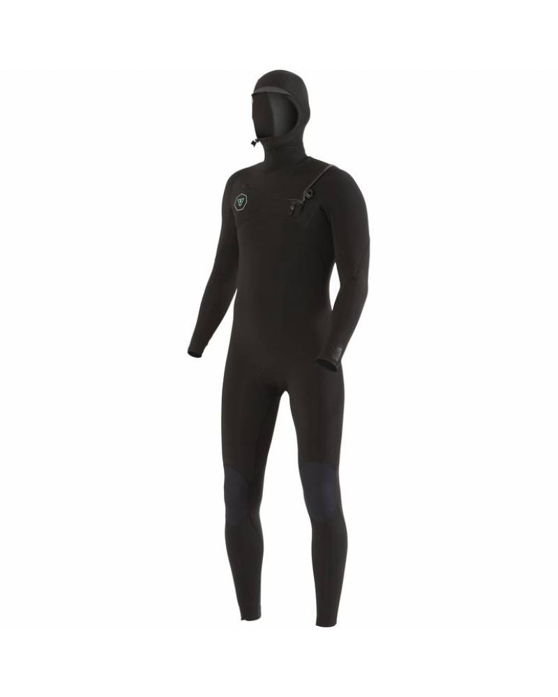 Vissla 7 Seas 5/4 Hooded Chest Zip Men's Wetsuit Steamer - Black - Front