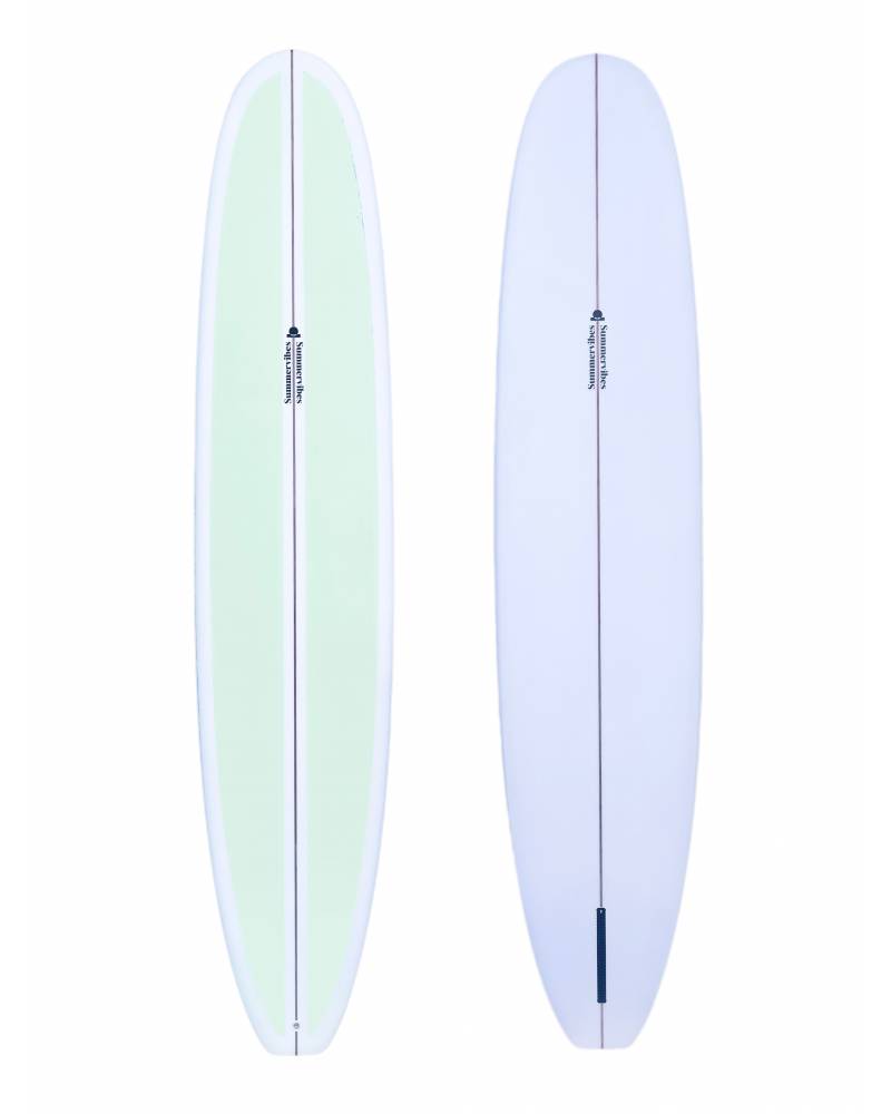 Summer vibes Classic Longboard Noserider Single Fin Surfboard - 9'1 - Mint