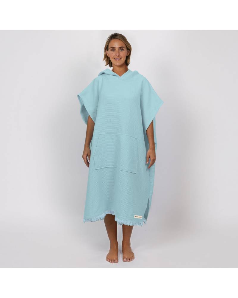 Front view of Bleached Aqua Poncho