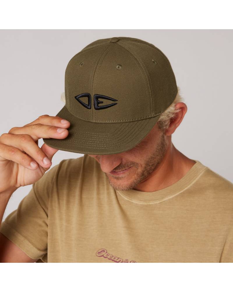 Olive cap worn back