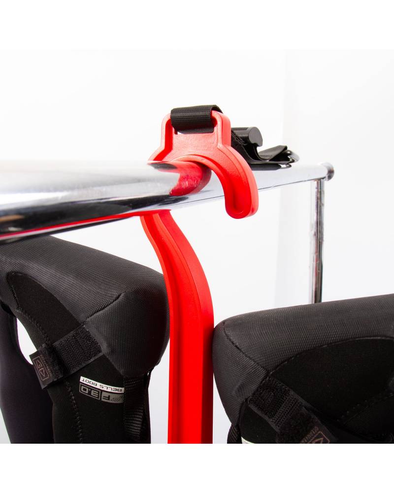 Hanger on rail with boots