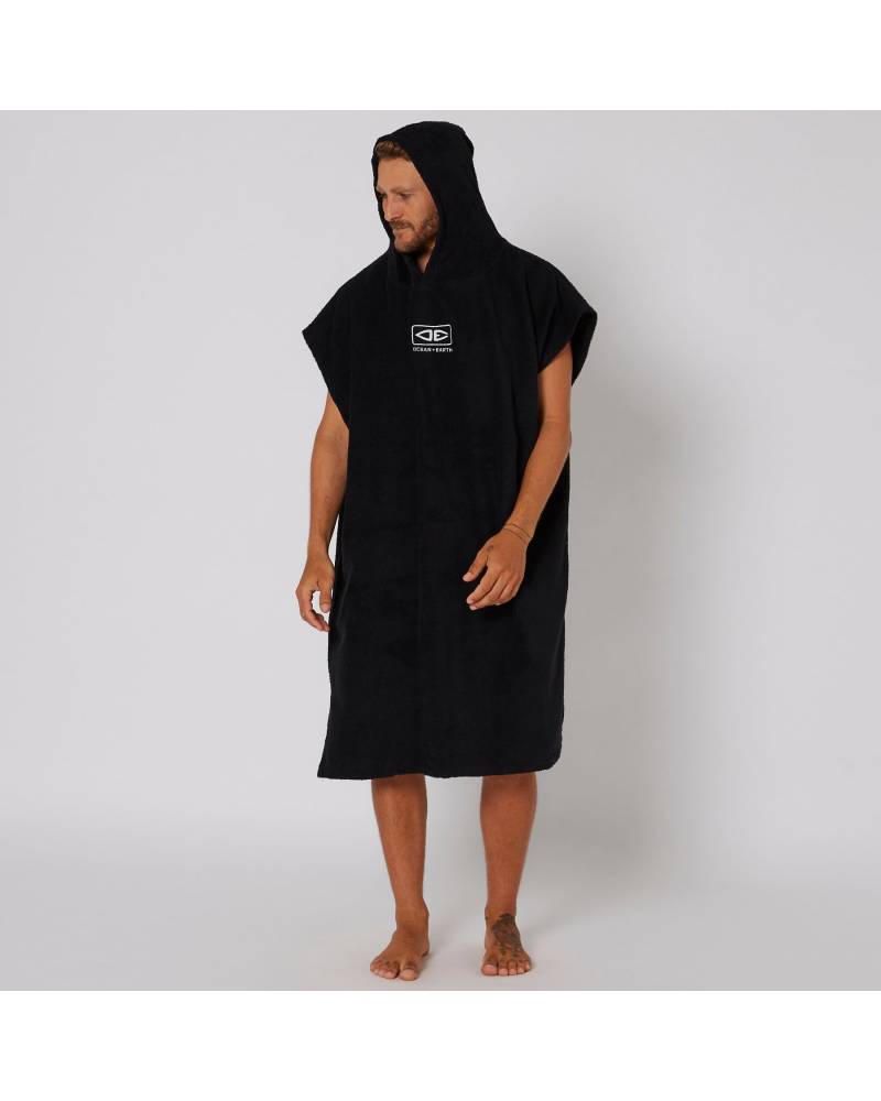Black Hooded Poncho Side View