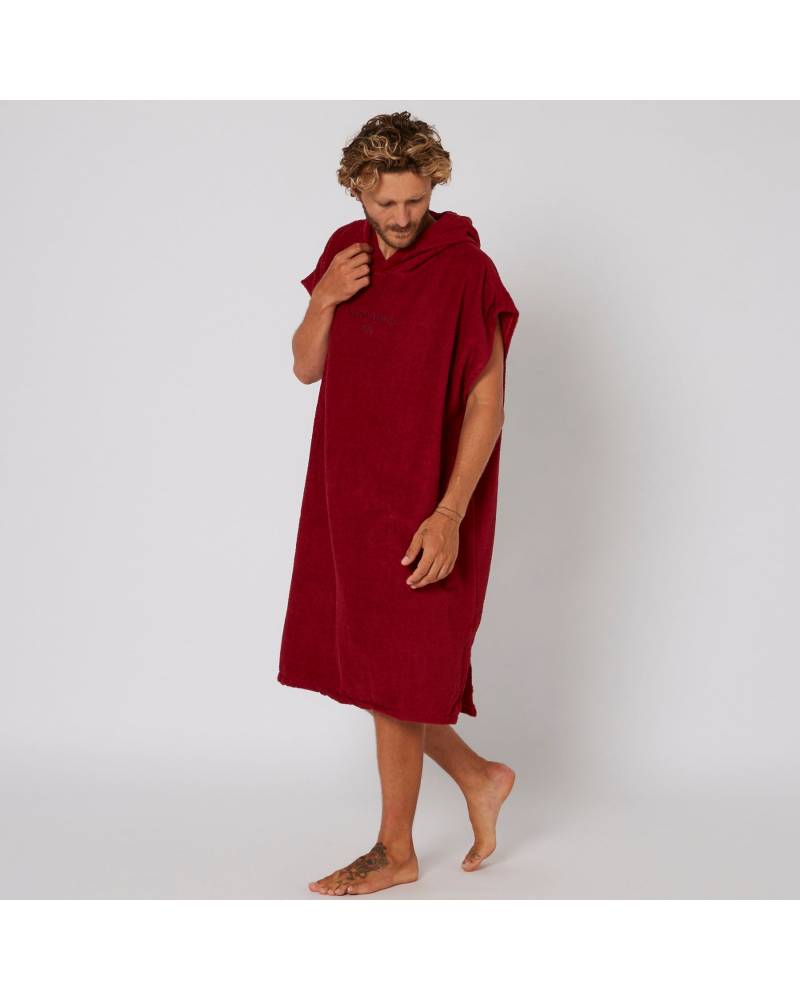 Mens Terry Hooded Poncho - Blood Red
