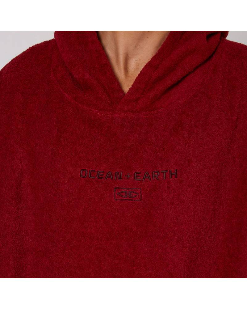 Mens Terry Hooded Poncho - Blood Red