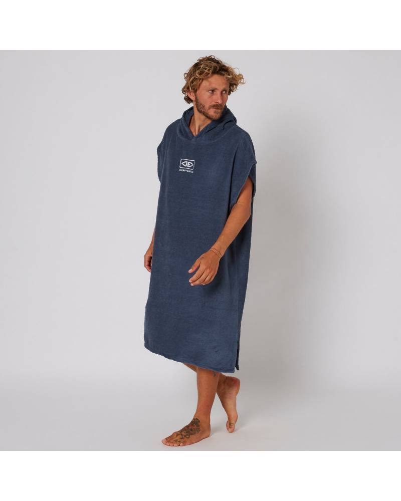 Mens Terry Hooded Poncho - Navy