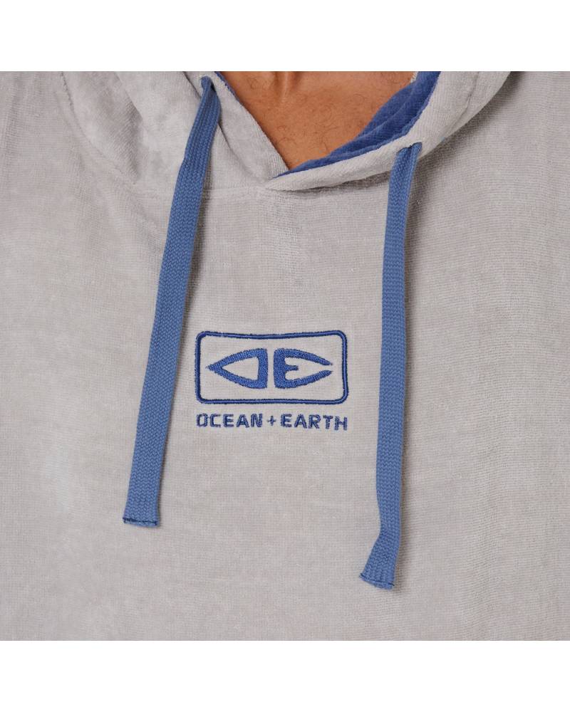 Mens Daybreak Hooded Poncho Light Grey Back View