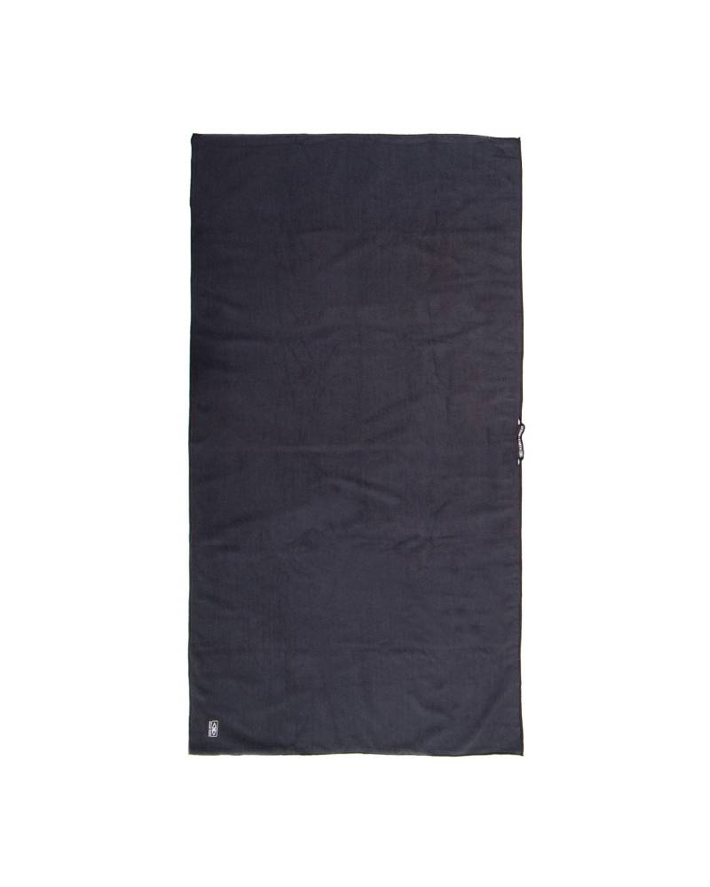 Full view of black travel towel
