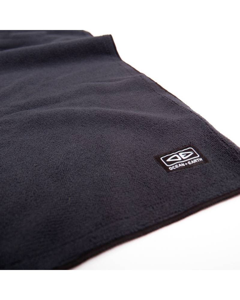 Close-up of towel fabric and logo