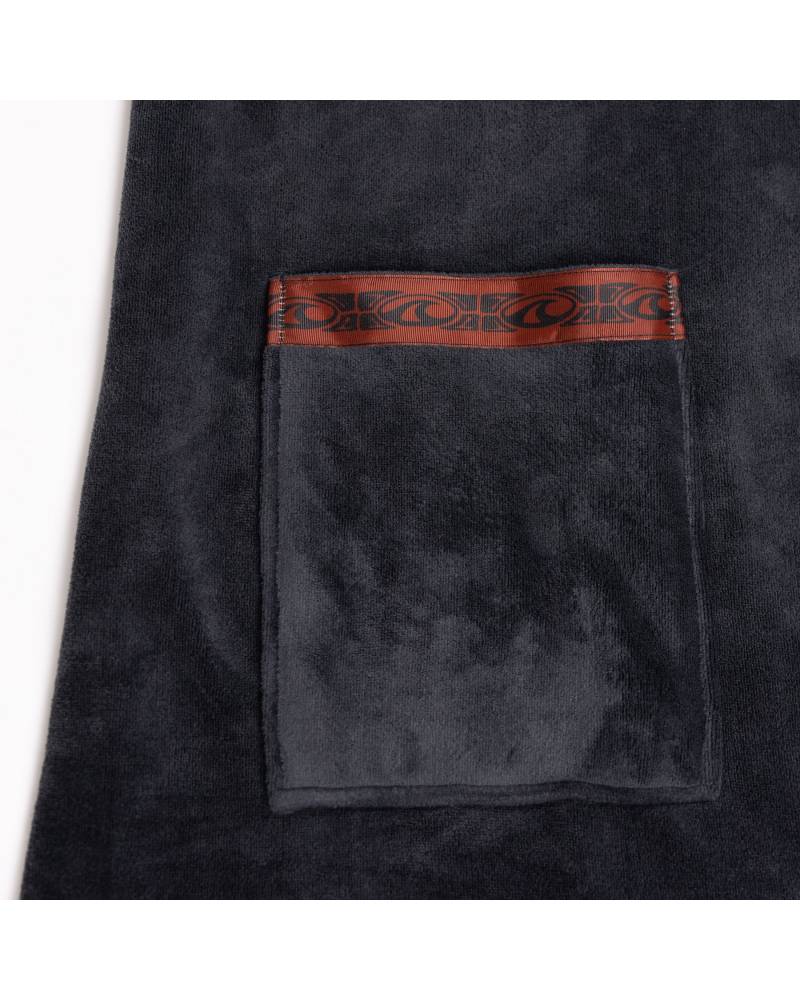 Back view of dull black poncho