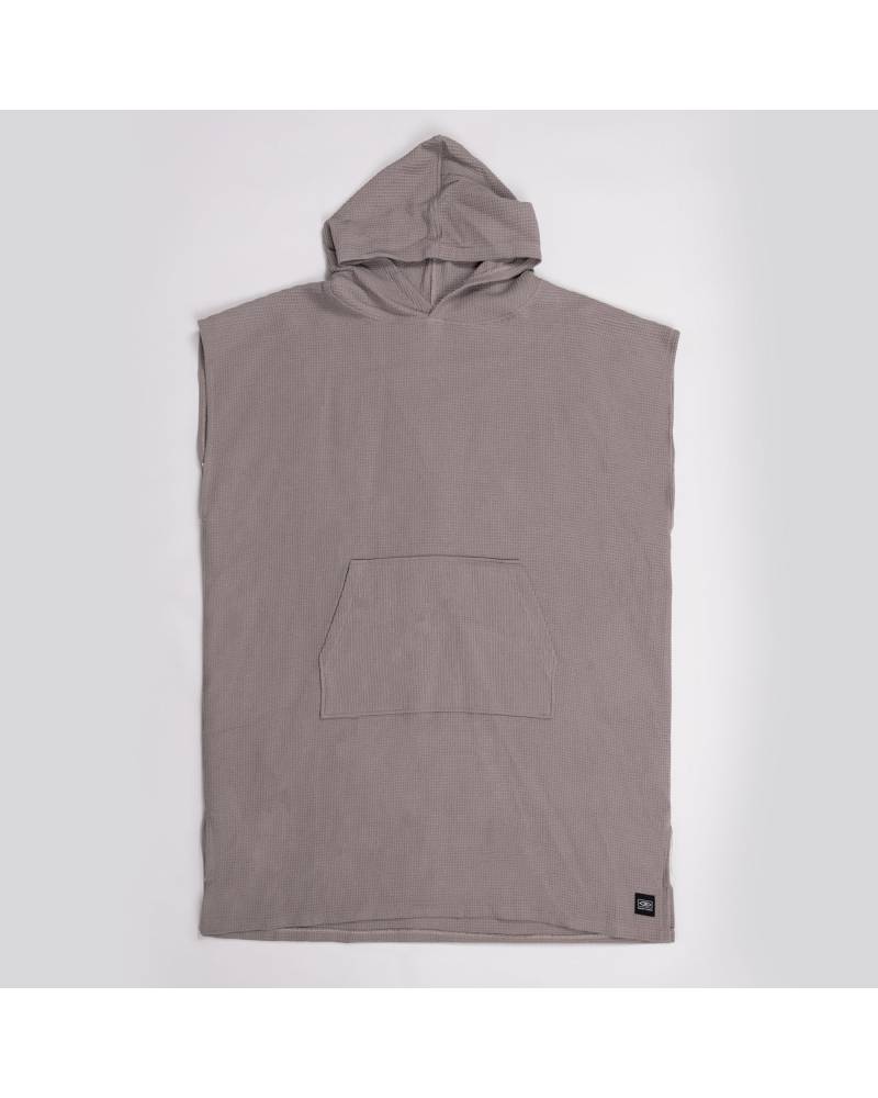 Mens Waffle Poncho Fog Full View