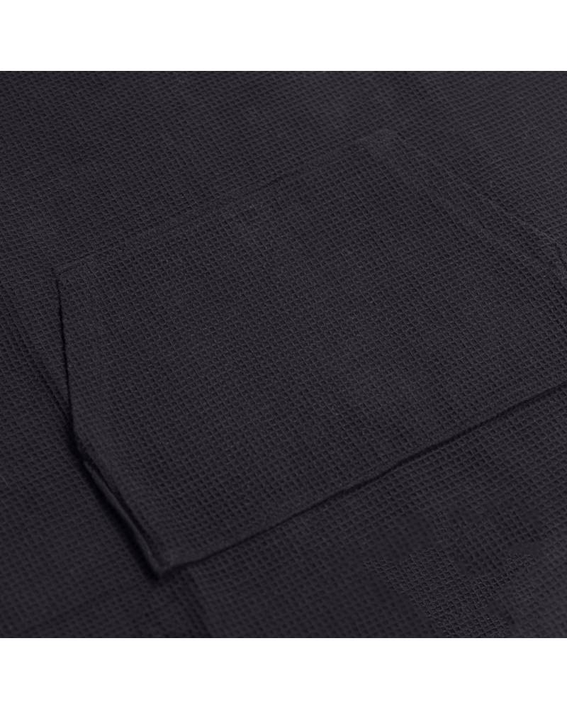 Mens Waffle Poncho Black Pocket
