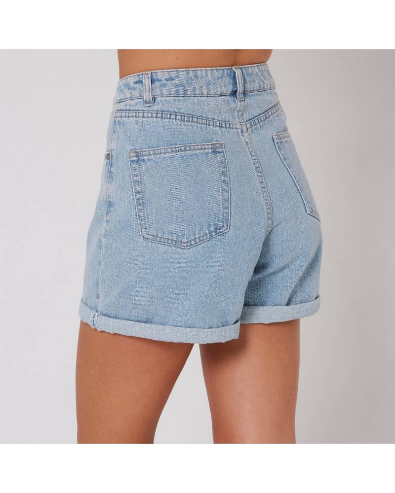 Back view of denim shorts