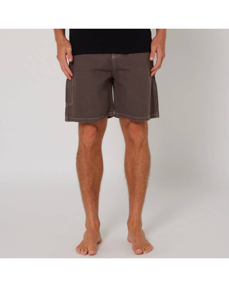 Close-up of grey shorts pocket