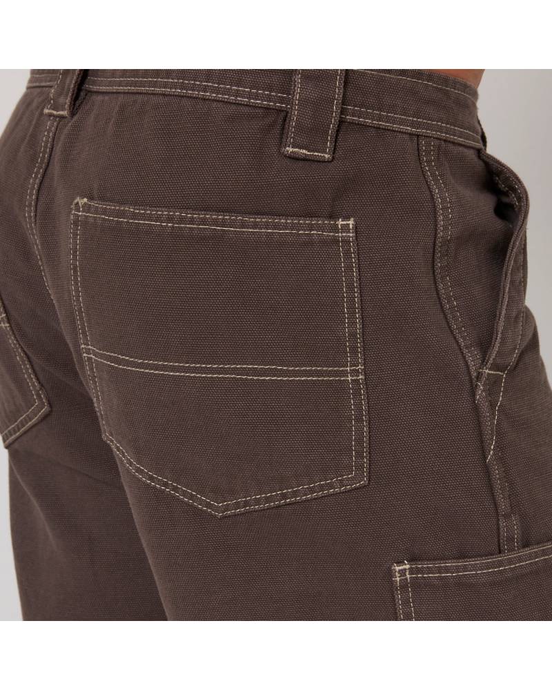 Close-up of grey shorts stitching