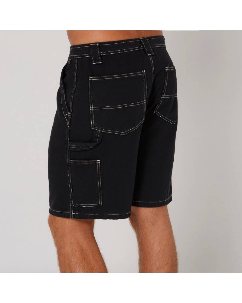 Side view of black shorts