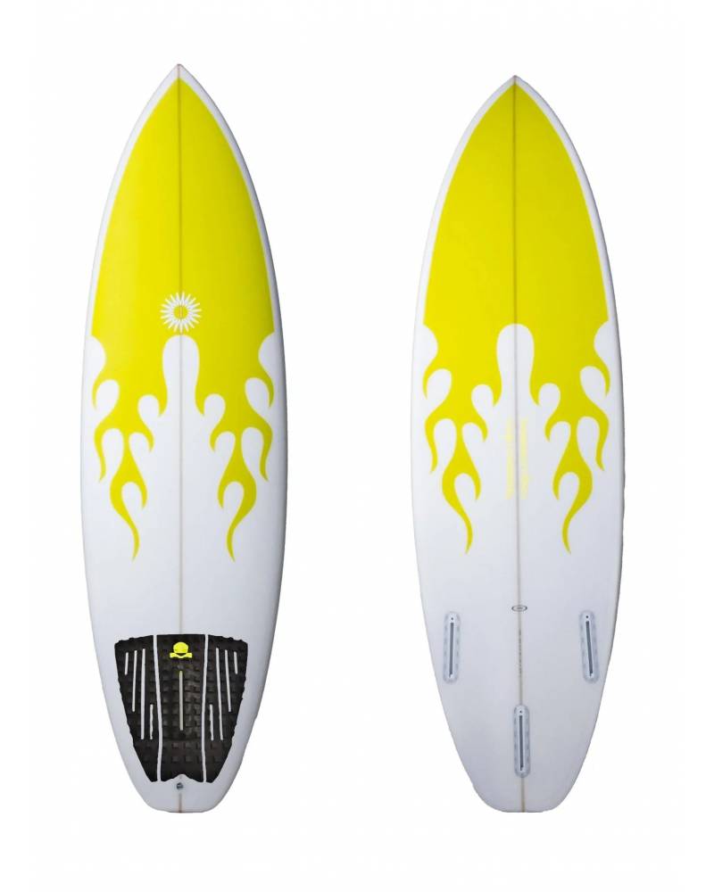 Summer vibes Session 3-Piece GROM SIZE surfboard deck grip traction tail pad - Yellow - Summer vibes