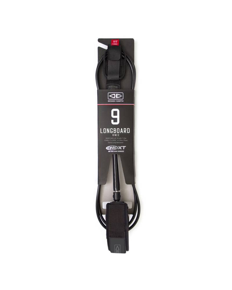 Black Longboard Knee Leash Packaged