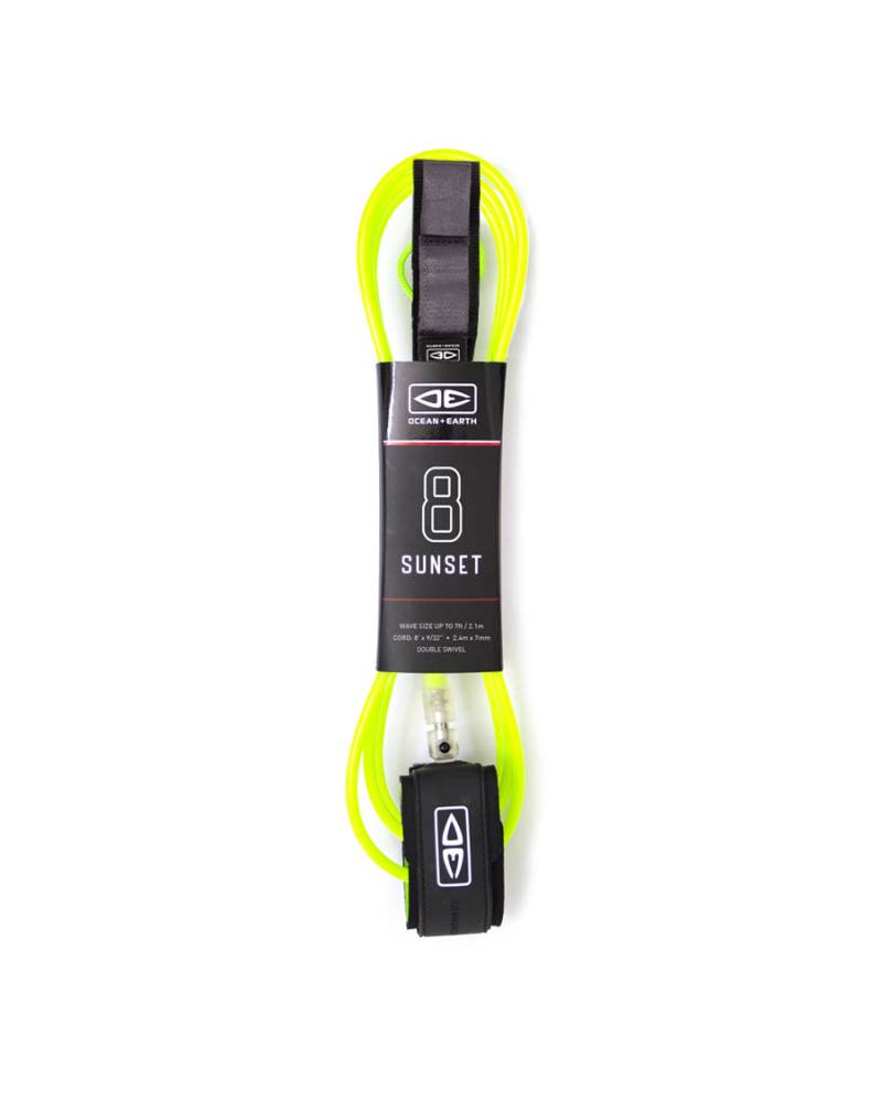 Lime Surfboard Leash packaged
