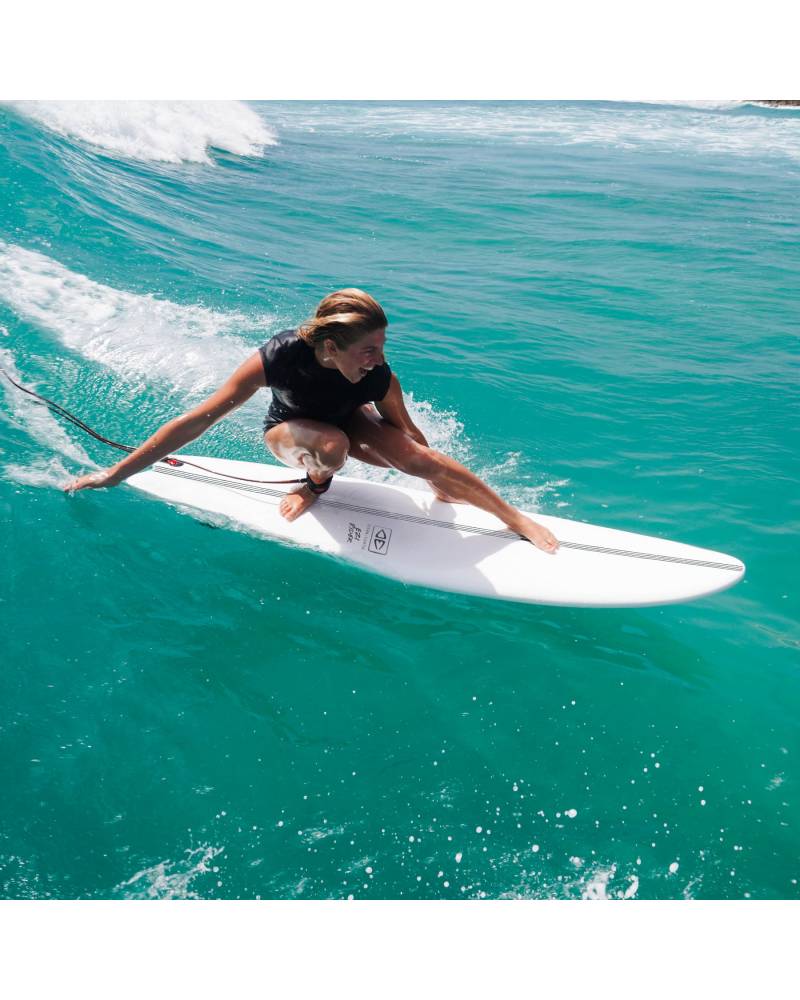 Surfboard on wave action