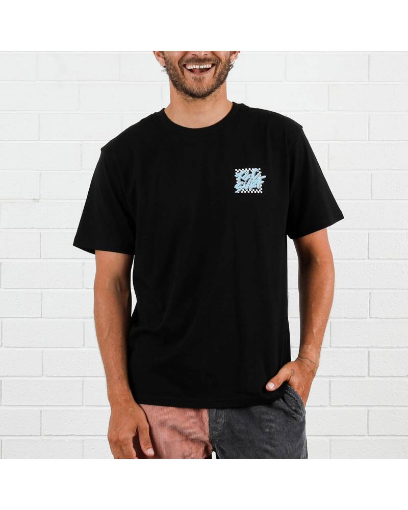 Border Check Tee - Black/Ice