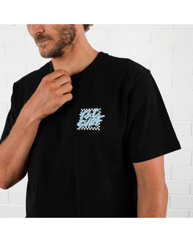 Border Check Tee - Black/Ice