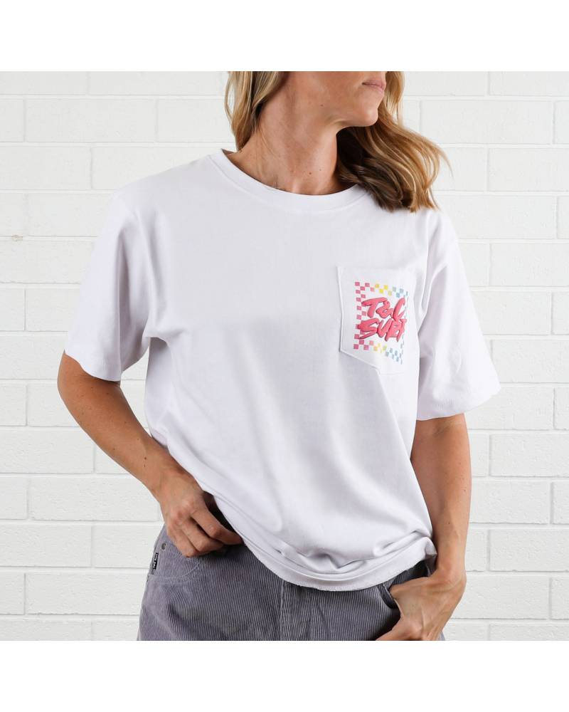 Border Check Tee - Puff - White