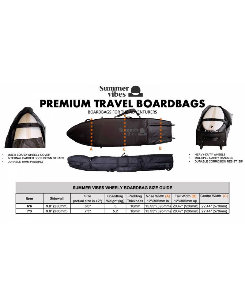 Summer vibes Premium Wheely Travel Cover 3-4 Surfboard Boardbag