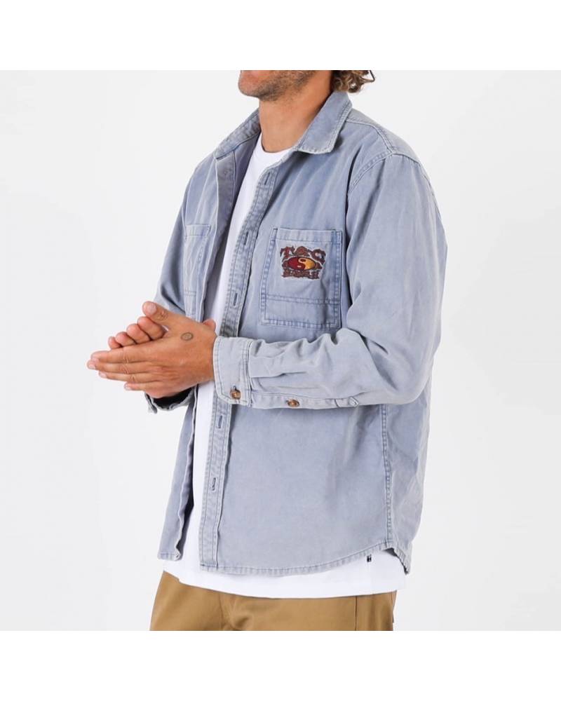 Dawn L/S Canvas Overshirt - Ocean