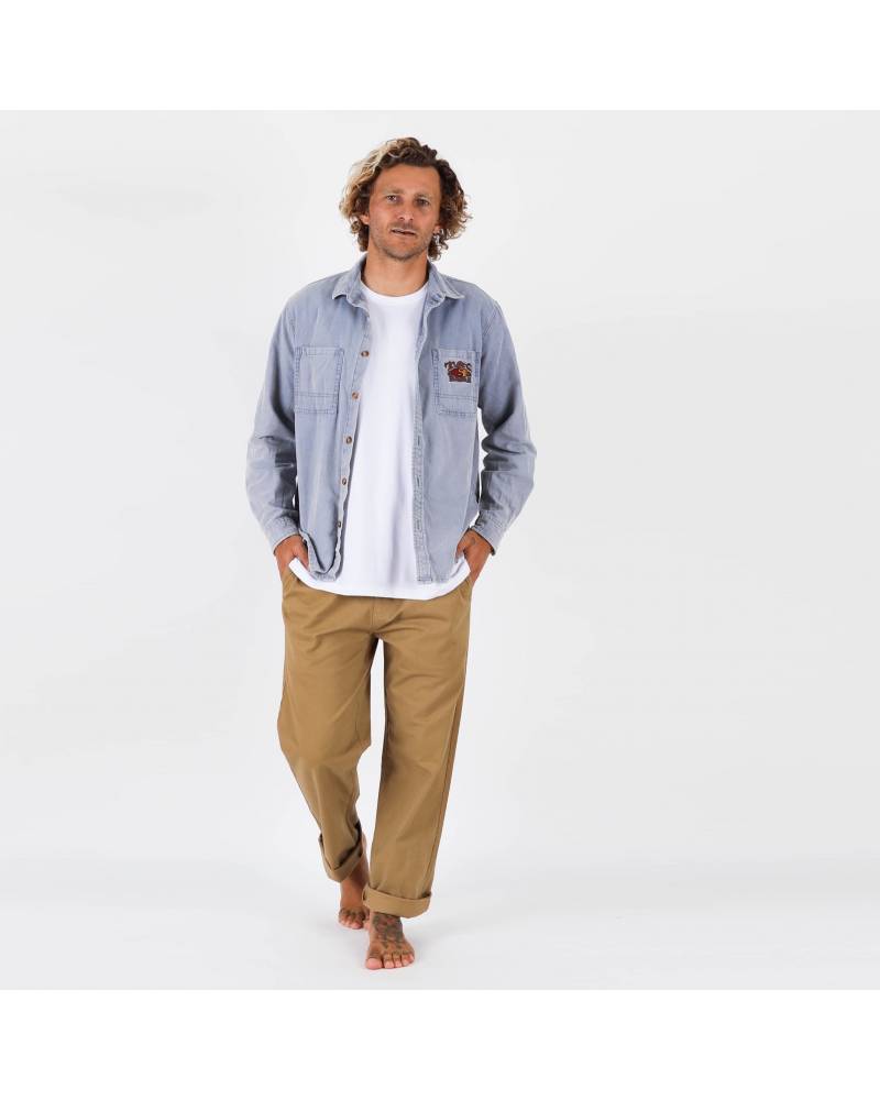 Dawn L/S Canvas Overshirt - Ocean