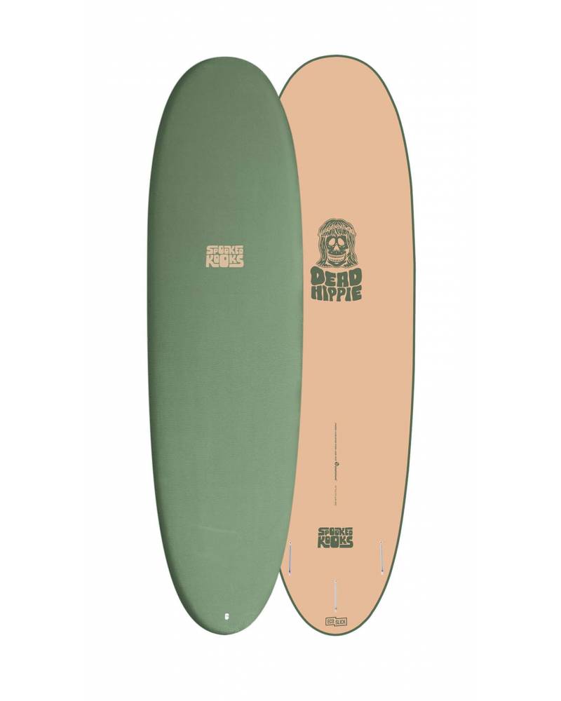 Spooked Kooks | DEAD HIPPIE 7'0" - Wax Free Textured Deck | EUCA GREEN x CREAM