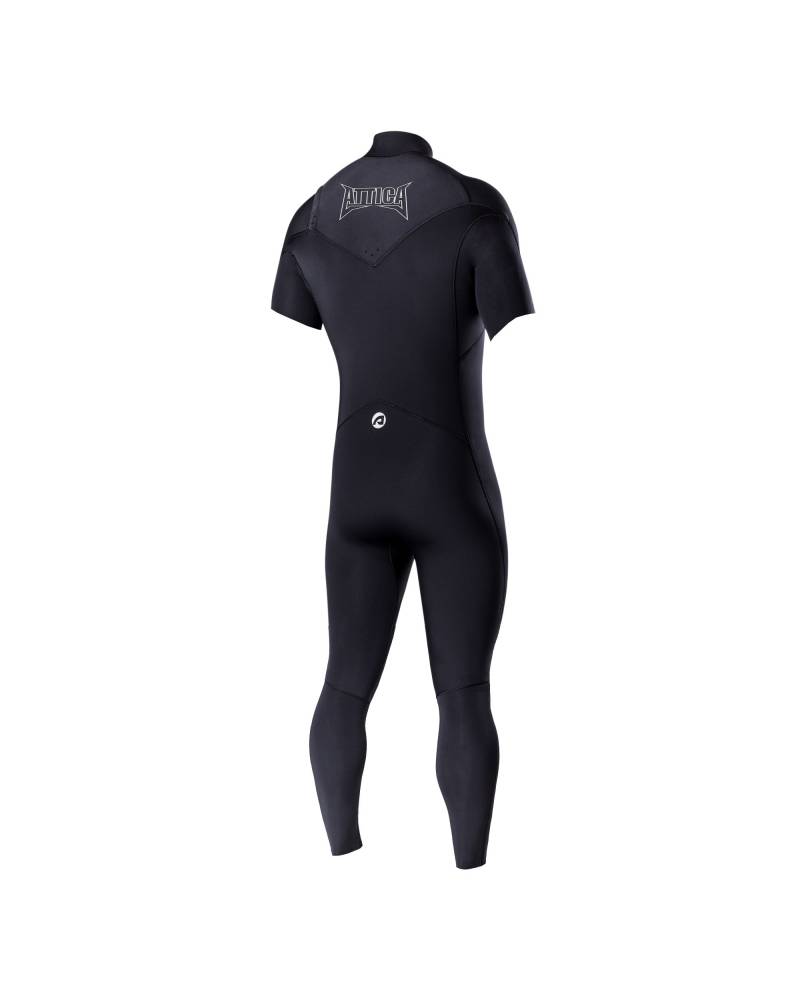 Attica Omega 3/2 Chest Zip S/S Steamer - Black/White back