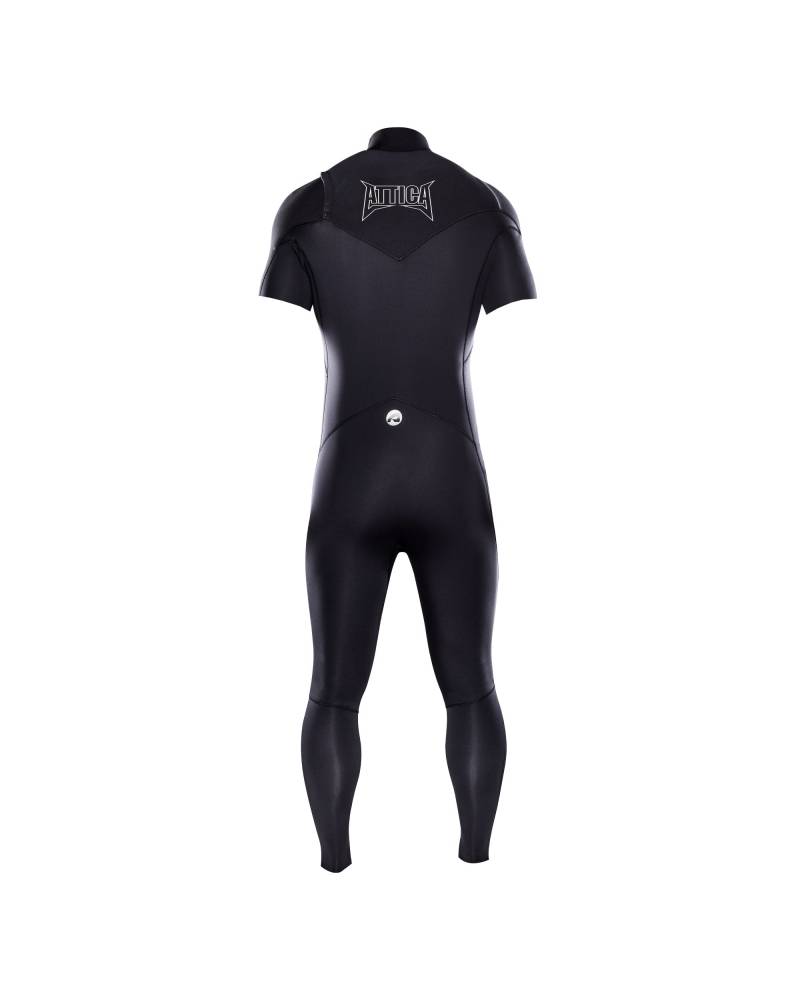 Attica Omega 3/2 Chest Zip S/S Steamer - Black/White back