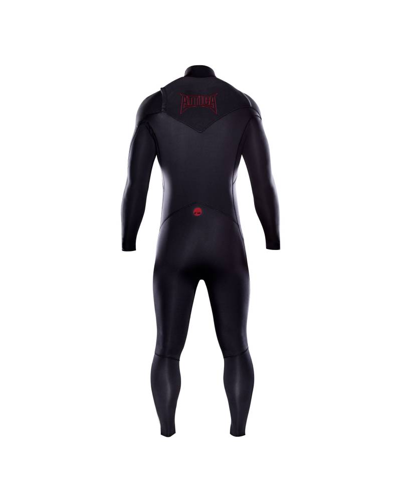 Attica Omega 3/2 Chest Zip Steamer - Black/Red back