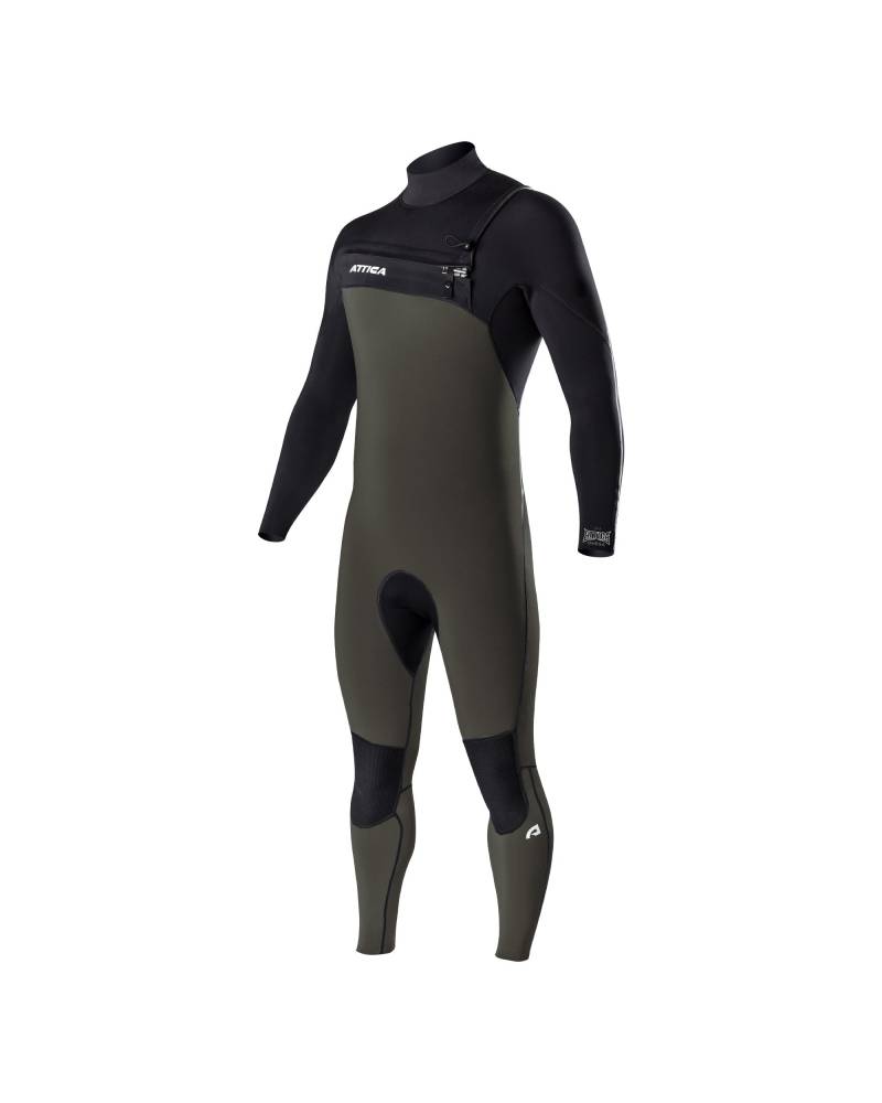 Attica Omega 3/2 Chest Zip Steamer - Dark Olive/Black/White front