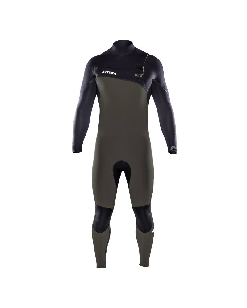 Attica Omega 3/2 Chest Zip Steamer - Dark Olive/Black/White front