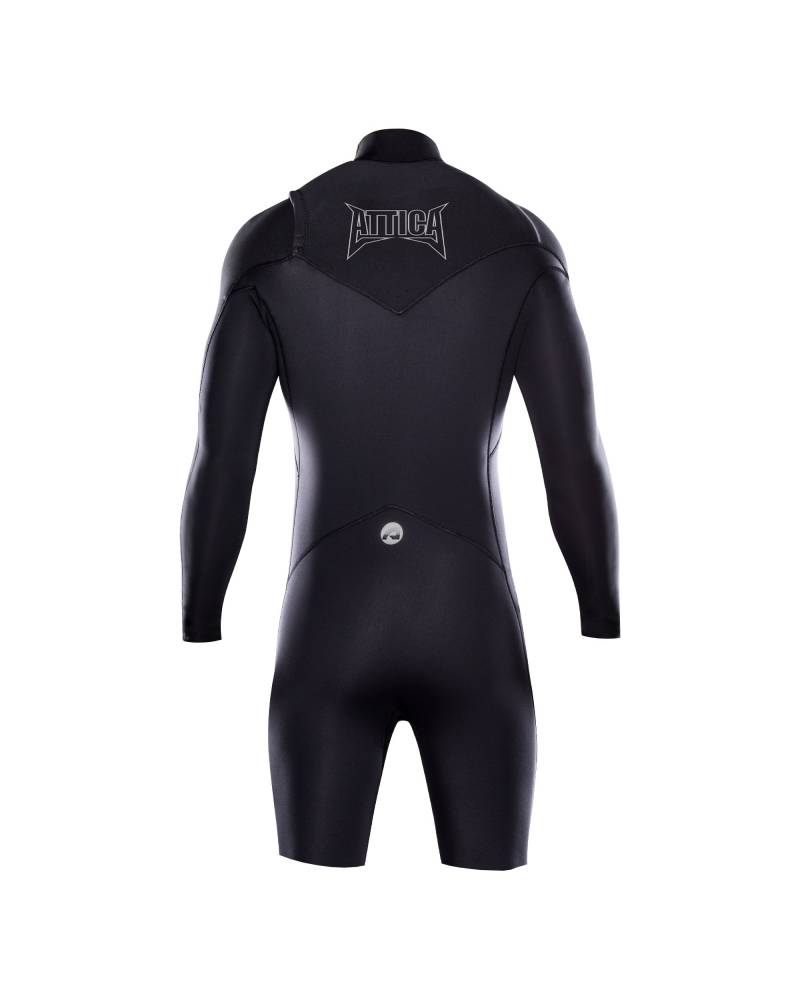 Attica Omega 2/2 L/S Chest Zip Spring Suit - Black/Silver back