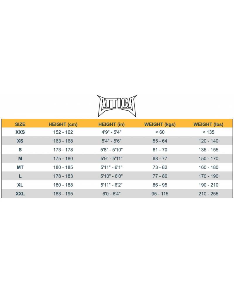 Attica Wetsuits Size Chart - Men's Wetsuit