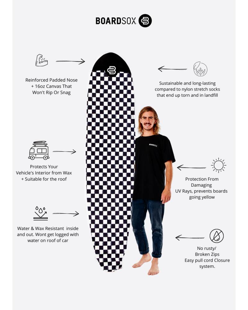 Boardsox Checks Surfboard Cover - Mid/Long anatomy